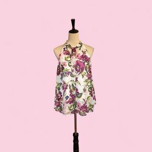 Chic Floral Halter Neck Blouse